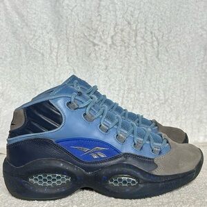 Reebok Mens Inversion Question Mid Stash Blue Gray Basketball Sneaker Shoes SZ 9